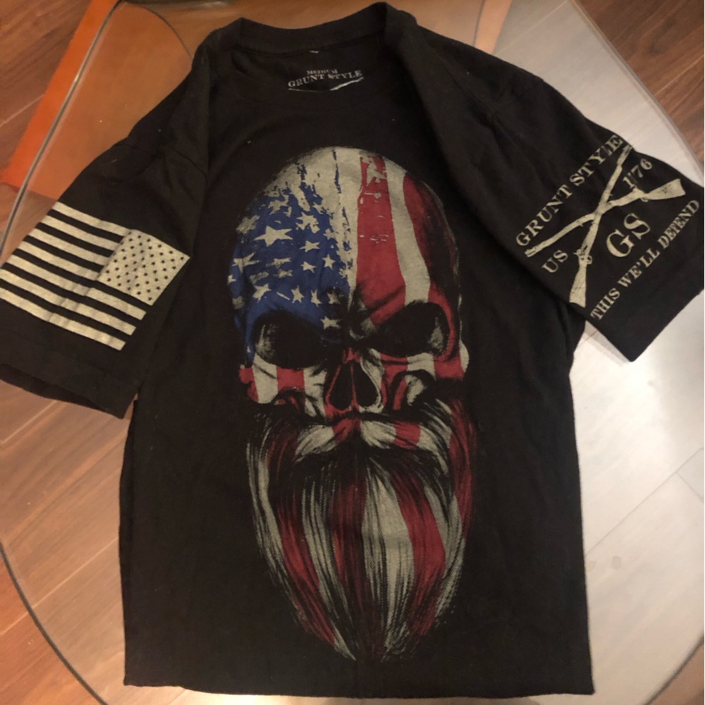 Men’s Black T-Shirts  2 in the set -American - Military - Flag size M 1
